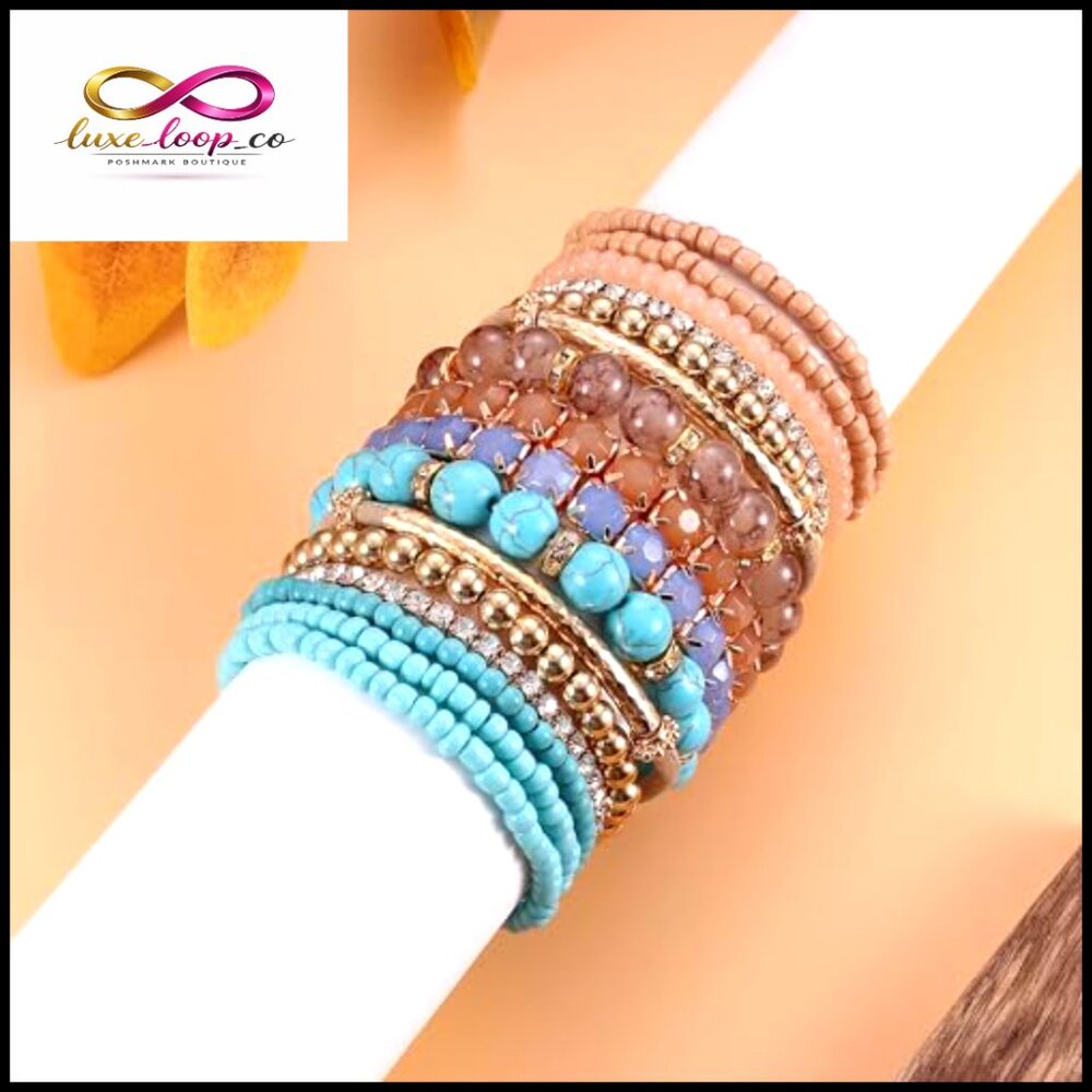 32 Piece Stackable Beaded Bracelet Set Adjustable… - image 3